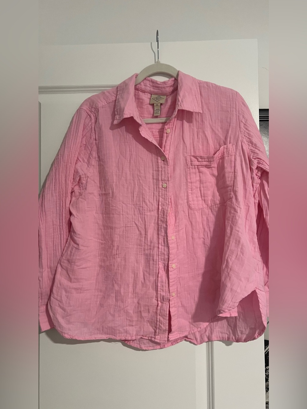 St. John's Bay Pink Crinkled Button-Down Shirt
